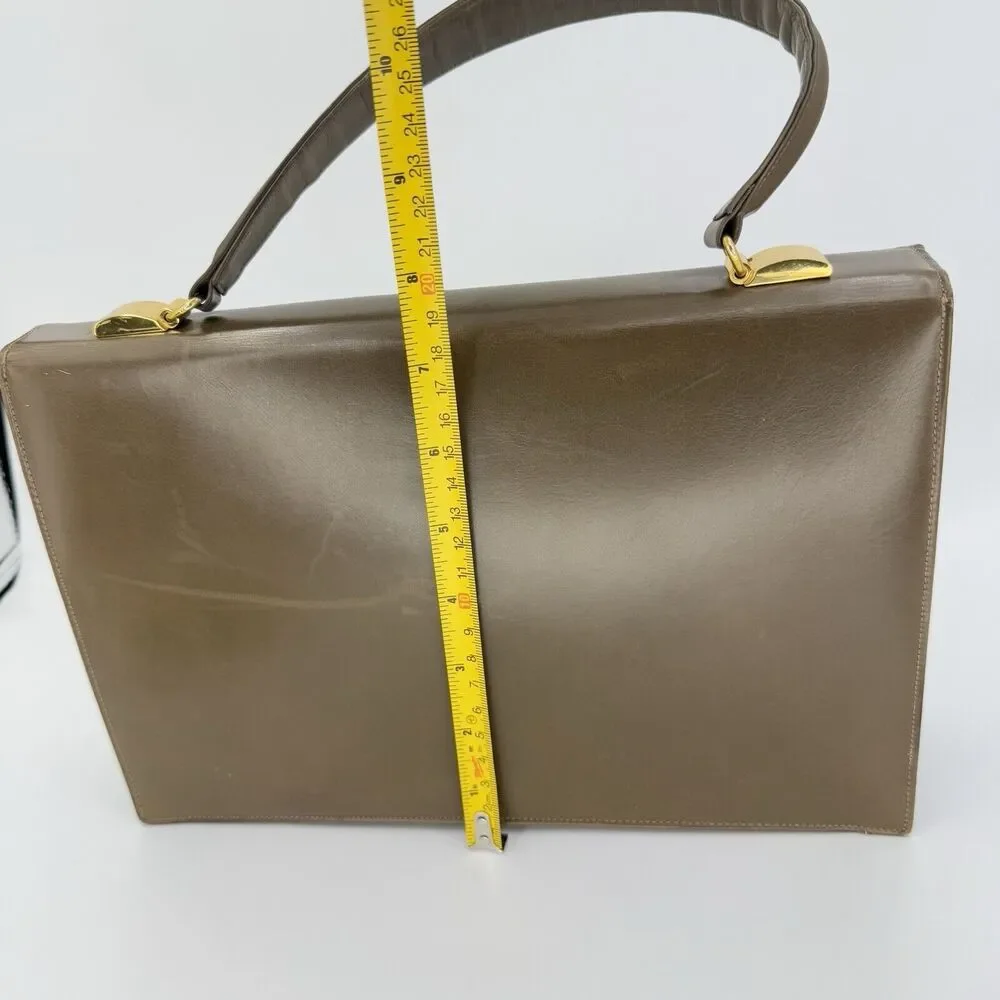 Vintage 1950s Dafar Brown Leather Handbag Purse - Picture 14 of 15